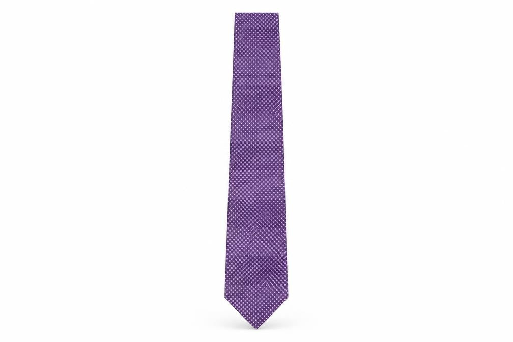 Front view of Next Men's Purple Silk Geometric Designer Tie