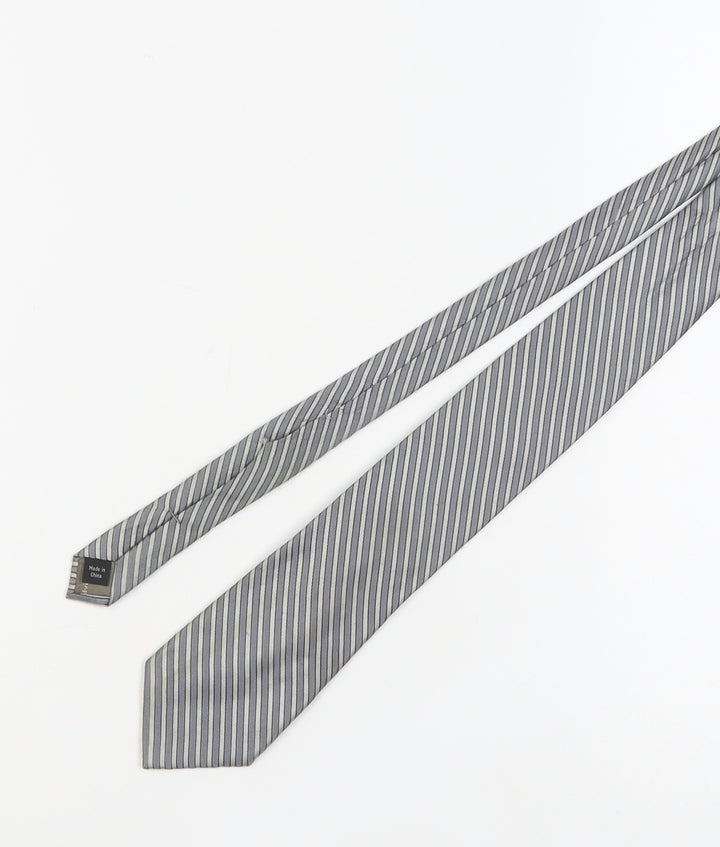 Calvin Klein Men's Grey Silk Striped Tie, One Size