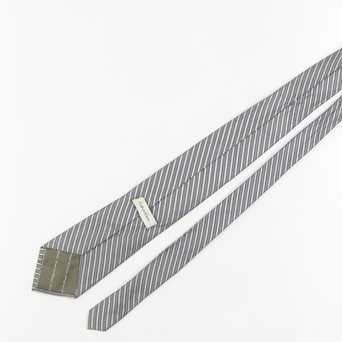 Calvin Klein Men's Grey Silk Striped Tie, One Size