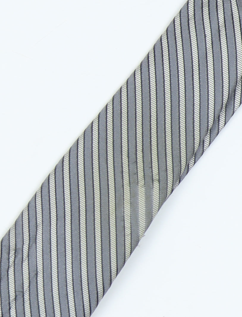 Calvin Klein Men's Grey Silk Striped Tie, One Size
