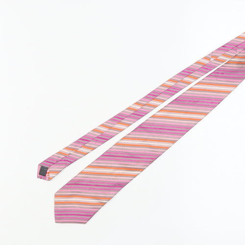 Marks and Spencer Men's Pink Striped Silk Tie