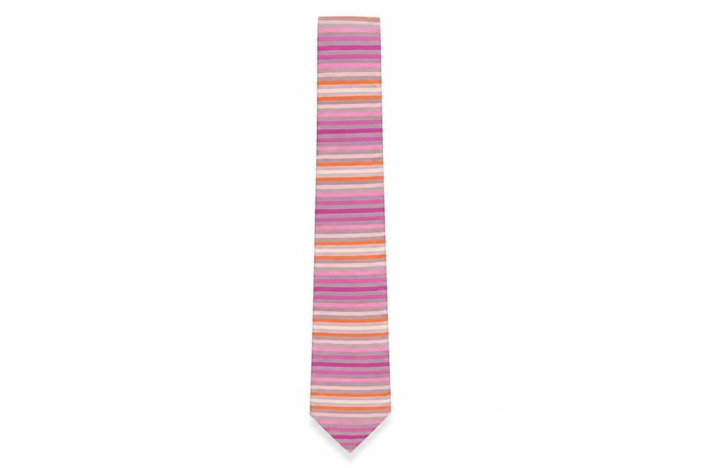 Front view of Marks & Spencer Men's Pink Striped Silk Tie