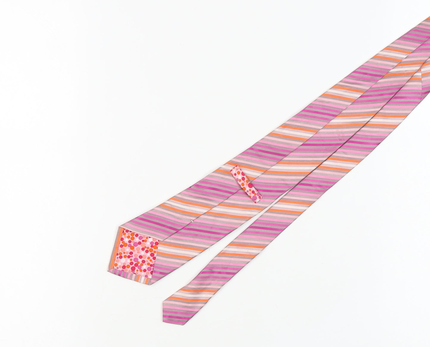 Marks and Spencer Men's Pink Striped Silk Tie