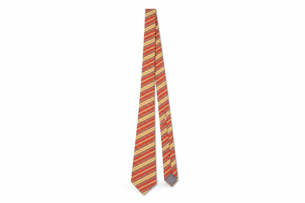 Front view of Van Heusen Men's Red Striped Tie - Polyester, Excellent