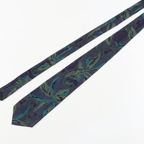 Carnaval de Venise Men's Silk Floral Tie in Green & Purple