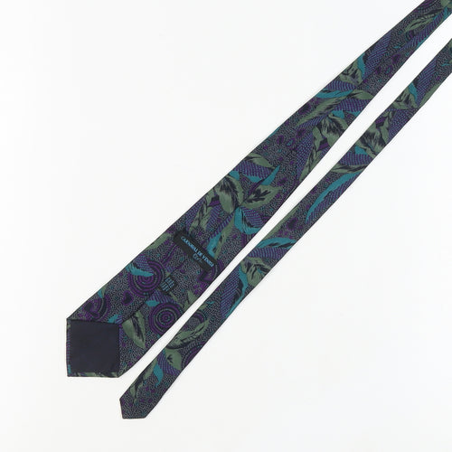 Carnaval de Venise Men's Silk Floral Tie in Green & Purple
