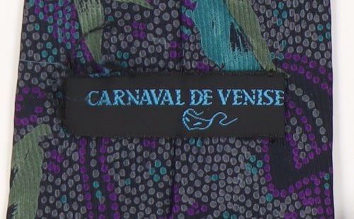 Carnaval de Venise Men's Silk Floral Tie in Green & Purple