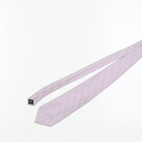 Thomas Nash Men's Purple Geometric 100% Silk Tie