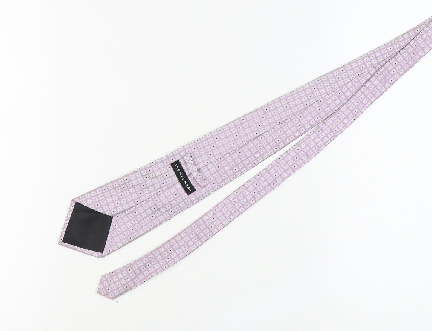 Thomas Nash Men's Purple Geometric 100% Silk Tie