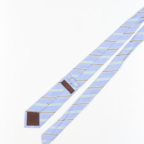 Atlas Design Men's Blue Striped Silk Linen Tie