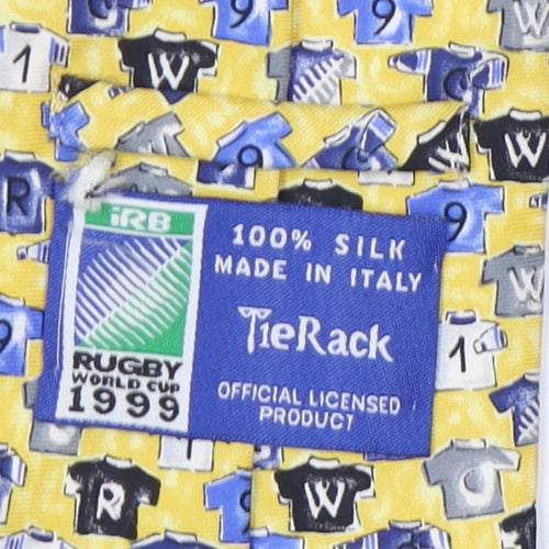 Tie Rack Men's Yellow Rugby Silk Tie - Vintage 90s Sports