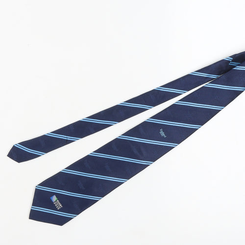 Blue Handmade Silk Rugby Tie, Men's One Size