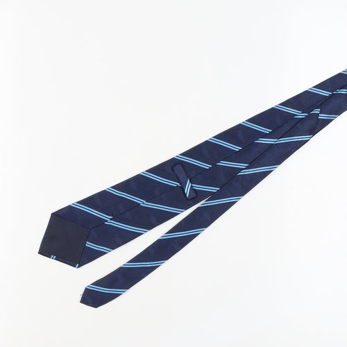 Blue Handmade Silk Rugby Tie, Men's One Size