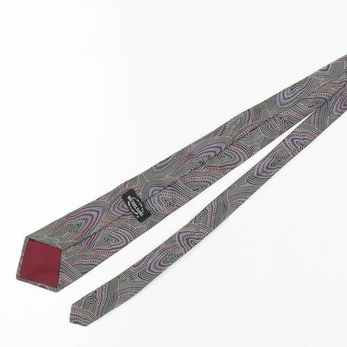 Michelsons Men's Grey Silk Geometric Tie