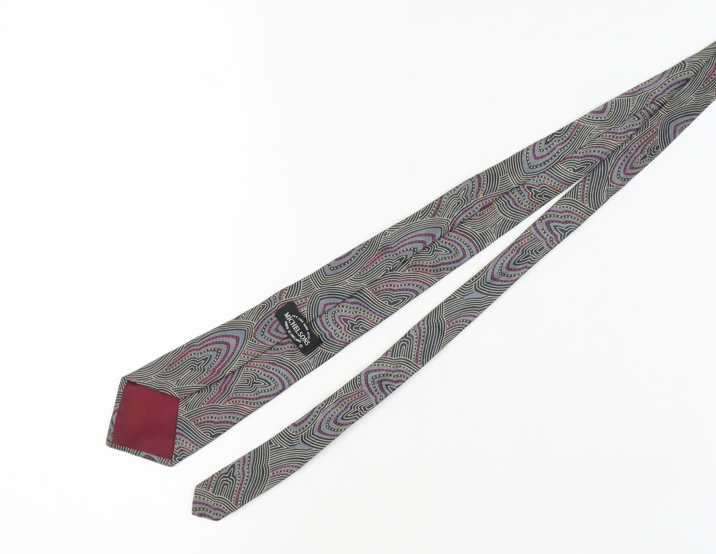 Michelsons Men's Grey Silk Geometric Tie