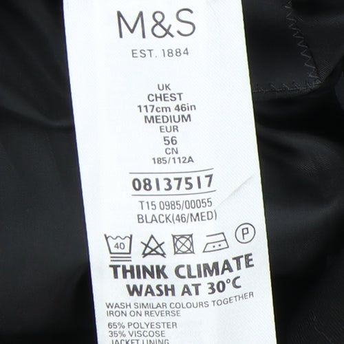 Marks and Spencer Men's Black Blazer Medium 46R