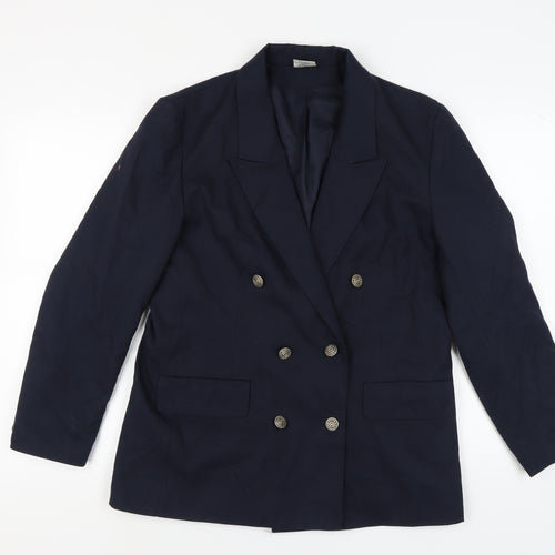 Amari Women's Blue Double-Breasted Suit Jacket Size 14