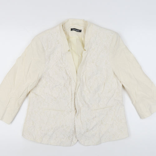 Bonmarché Women Ivory Blazer, Size 16, Lace, 3/4 Sleeve