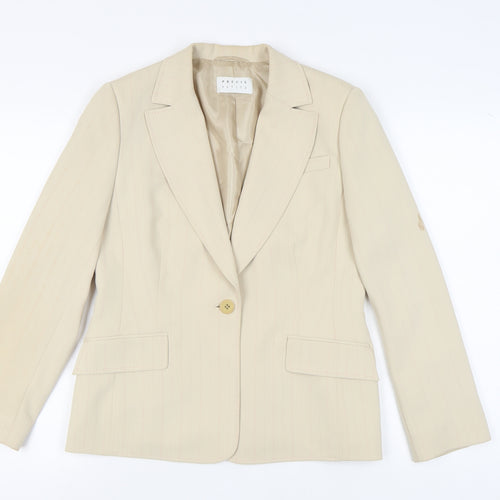 Precis Petite Women's Beige Blazer UK 12 Pinstripe