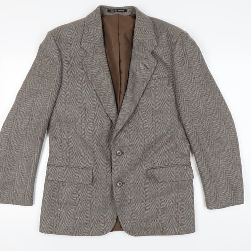 Greenwoods Men's Grey Tweed Blazer, 40R Herringbone, Vintage