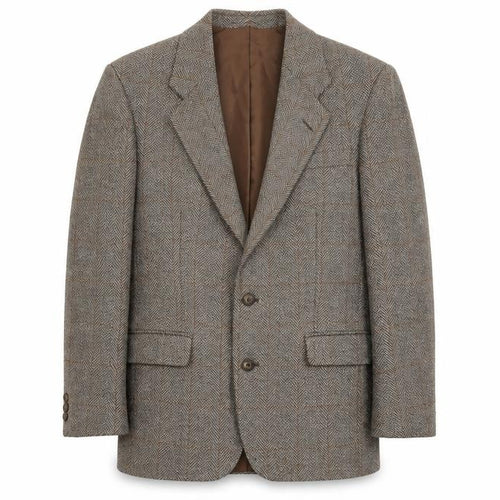 Greenwoods Men's Grey Tweed Blazer, 40R Herringbone, Vintage