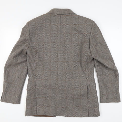 Greenwoods Men's Grey Tweed Blazer, 40R Herringbone, Vintage