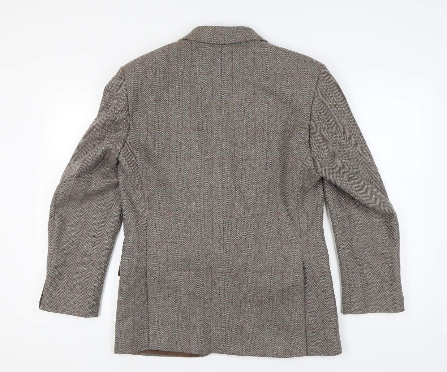 Greenwoods Men's Grey Tweed Blazer, 40R Herringbone, Vintage