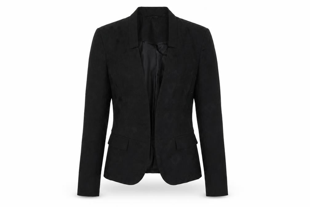 Front view of New Look Women's Black Blazer, size 6, Cotton Mix