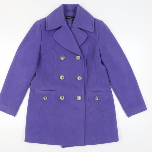 Wardrobe Essentials Women Purple Pea Coat Size 12