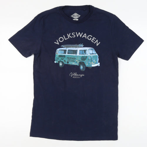 FatFace Men's Blue Graphic Cars T-Shirt, Size S, Crew Neck