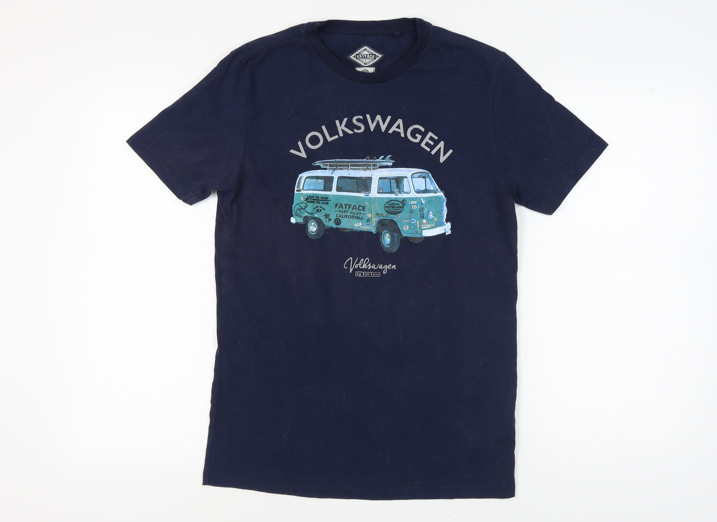 FatFace Men's Blue Graphic Cars T-Shirt, Size S, Crew Neck