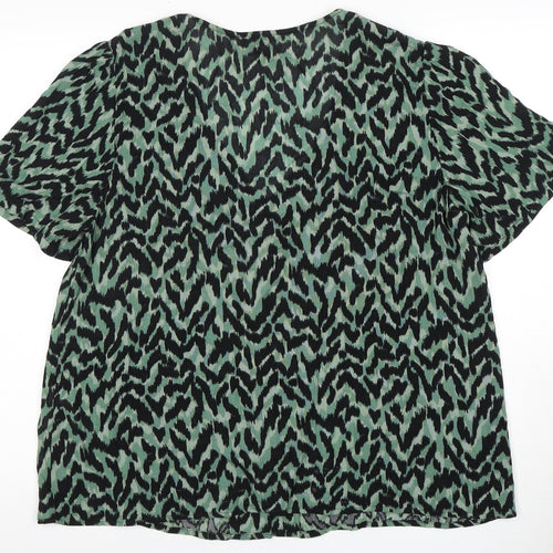 Vero Moda Women's Green Black Animal Print Blouse Size 16