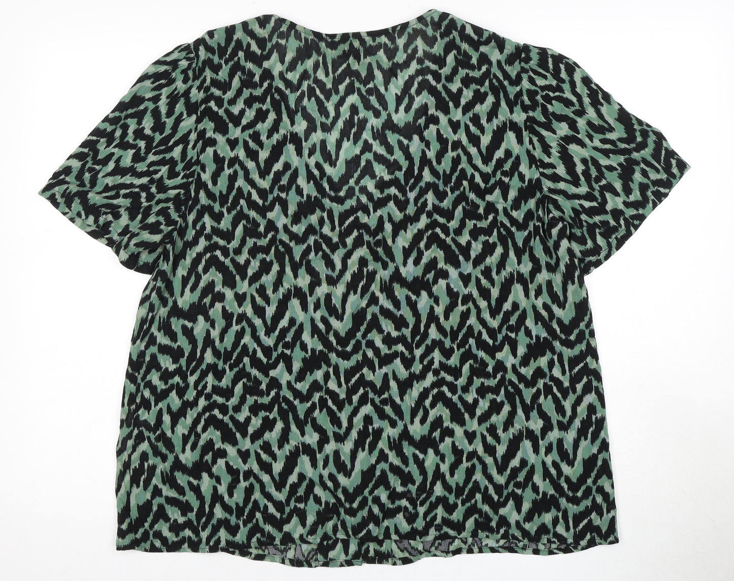 Vero Moda Women's Green Black Animal Print Blouse Size 16