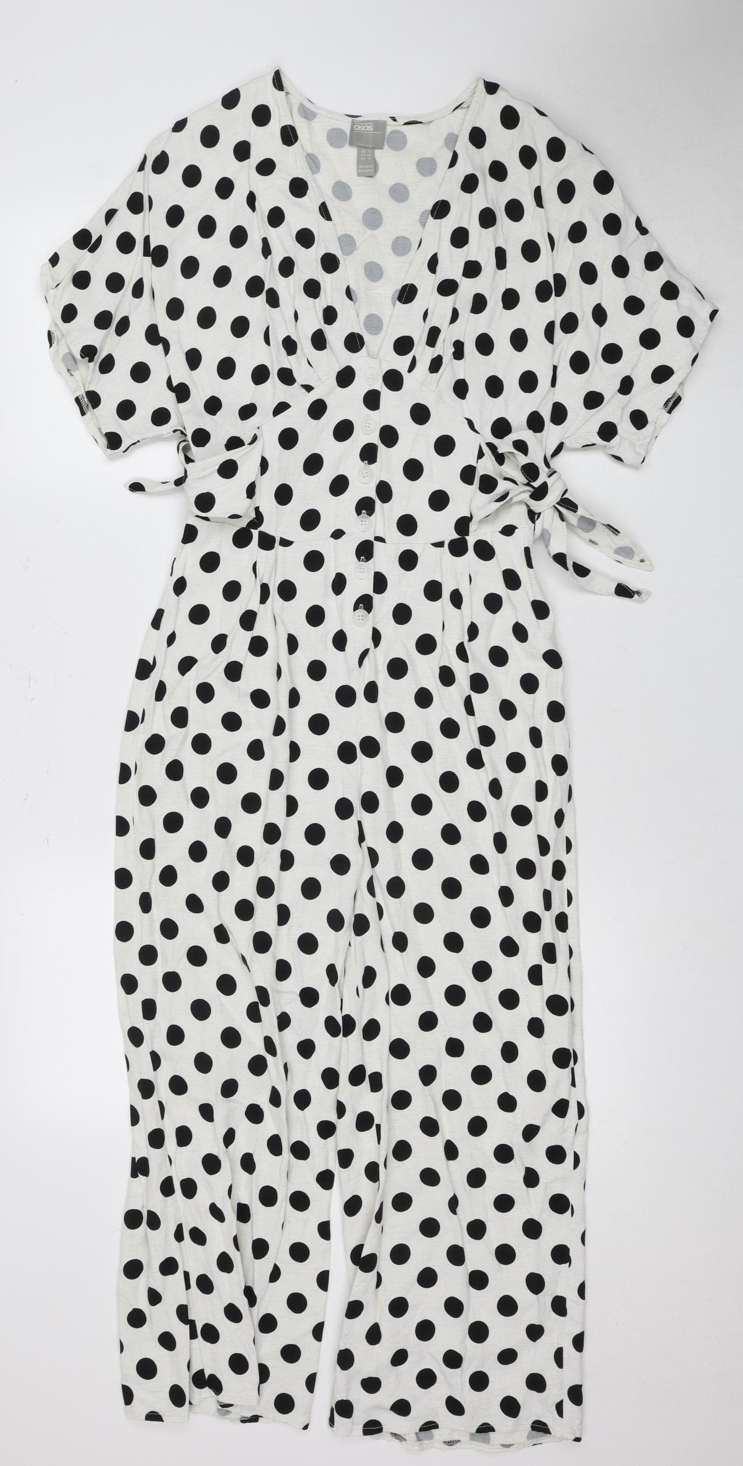 ASOS Women's White Polka Dot Jumpsuit, Size 10 - Summer Chic