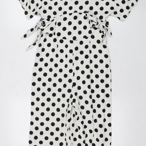 ASOS Women's White Polka Dot Jumpsuit, Size 10 - Summer Chic
