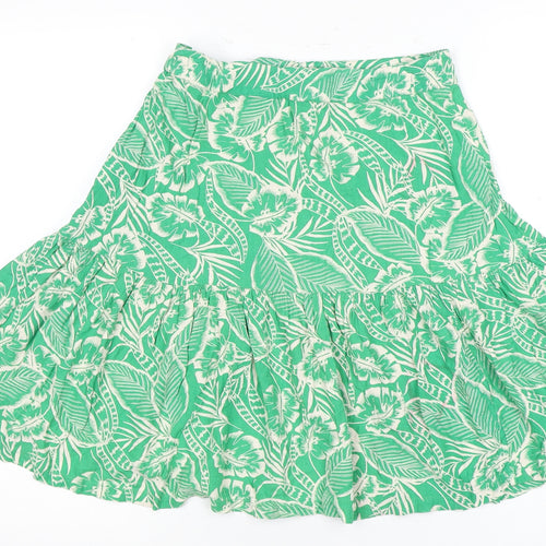 Fat Face Women Green 10 A-Line Floral Skirt
