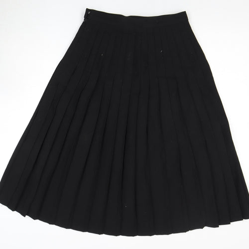 St Michael Women's Black Pleated Knee Length Skirt Size 12