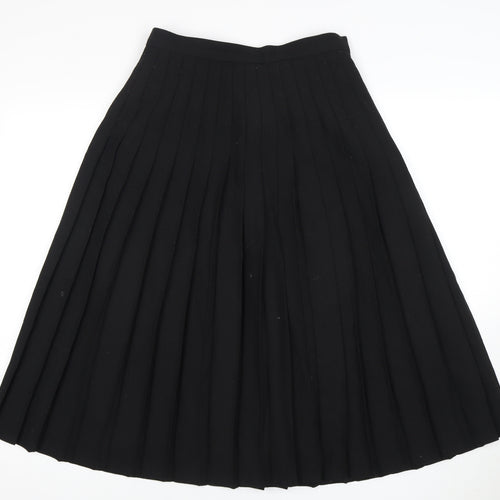 St Michael Women's Black Pleated Knee Length Skirt Size 12