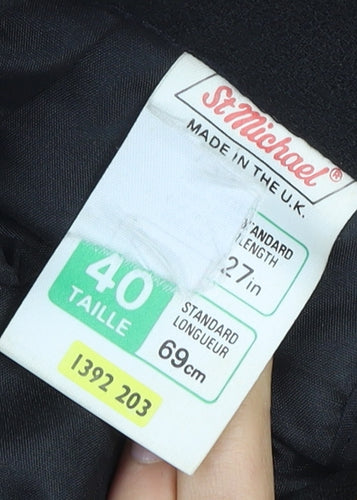 St Michael Women's Black Pleated Knee Length Skirt Size 12