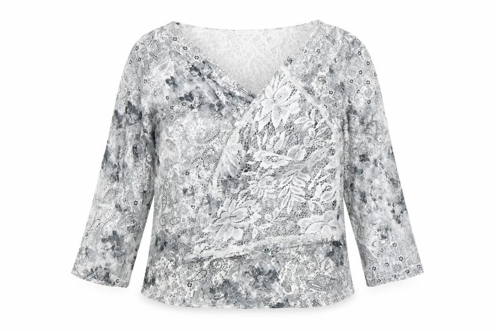 Front view of Damart Women's Multicoloured Paisley Wrap Blouse UK 14