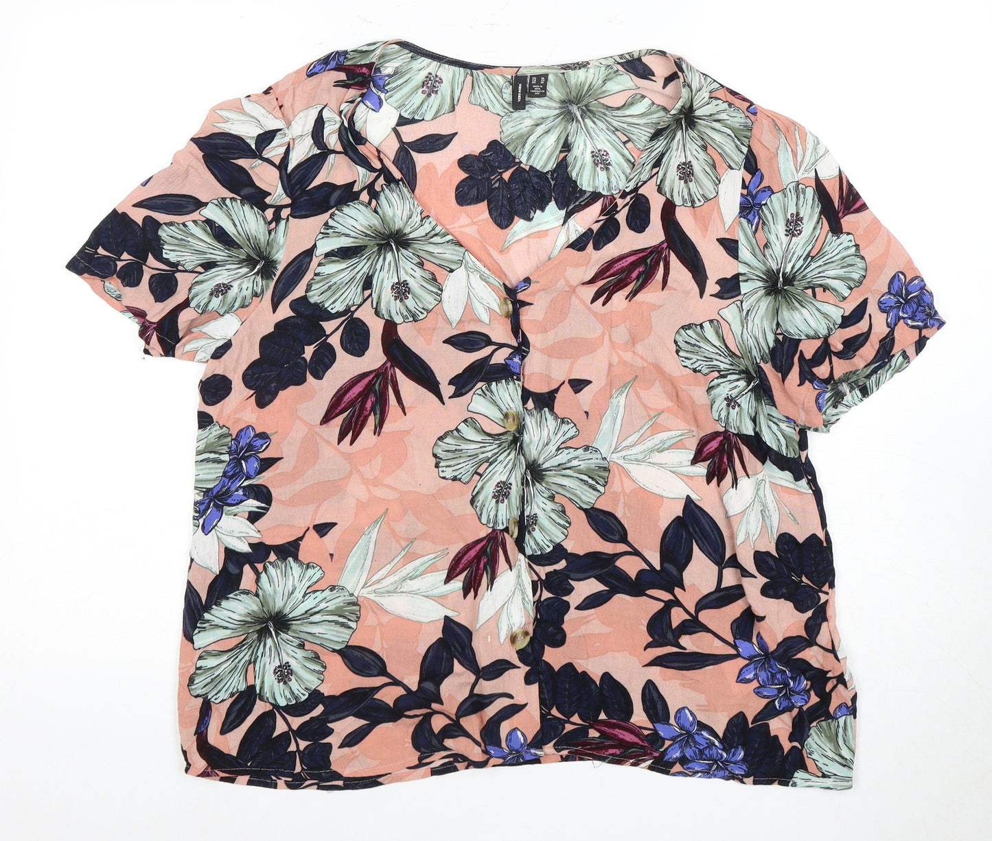 Vero Moda Women's Multicoloured Floral Button-Up Blouse XL