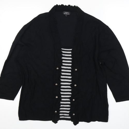 Emma Morgan Black Button-Up Striped Women's Top L