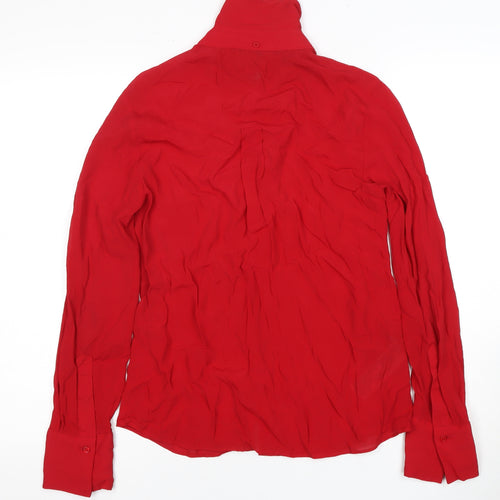 MNG Women's Red Collared Blouse Size 2 Viscose