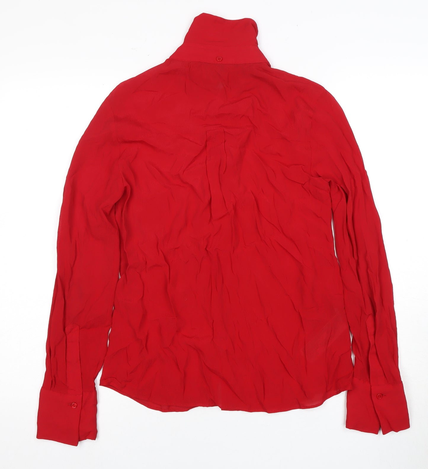 MNG Women's Red Collared Blouse Size 2 Viscose
