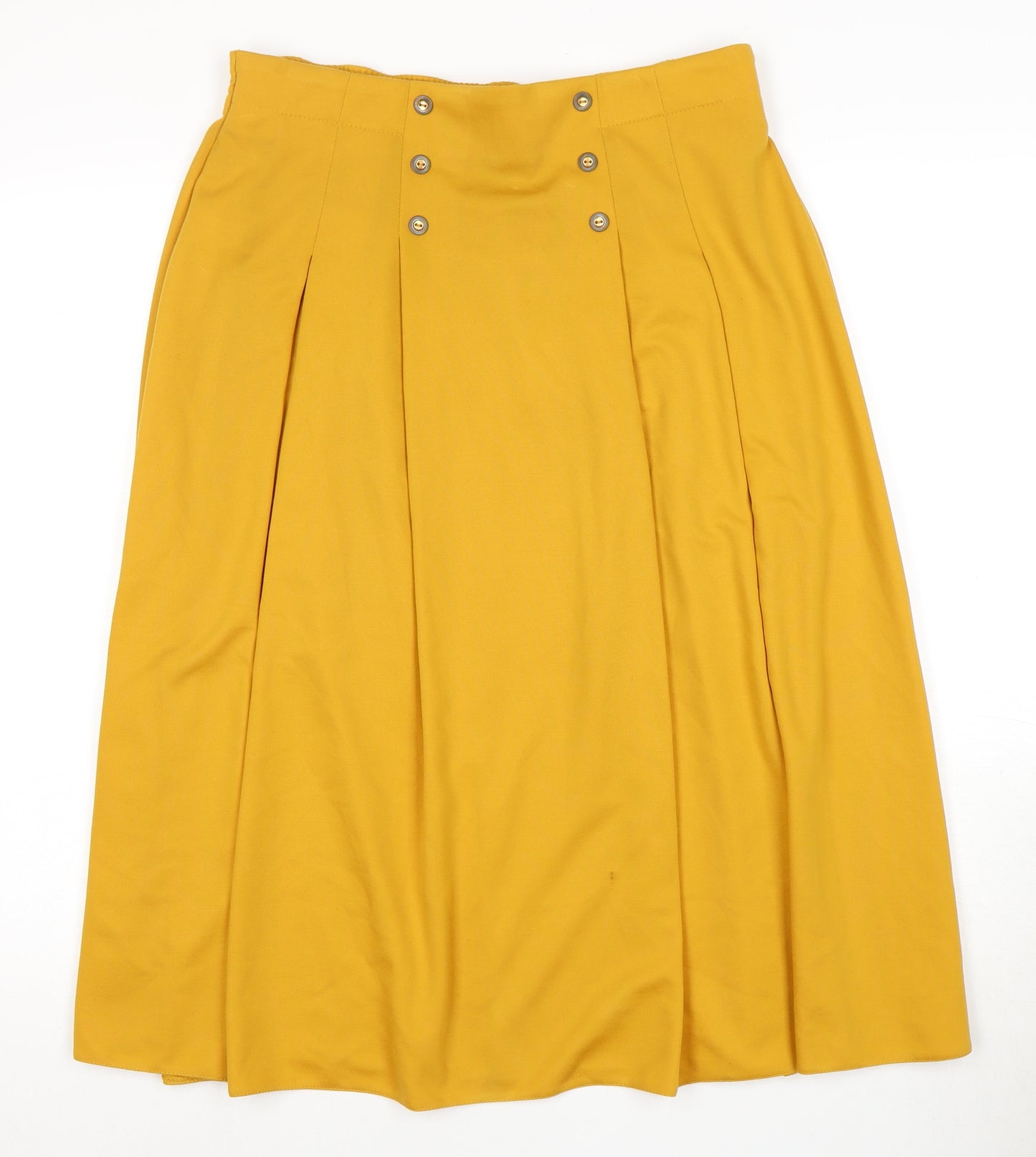 St Michael Women's Gold Midi Pleated Skirt Size 18