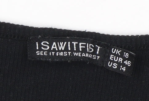 I SAW IT FIRST Black Wrap Top for Women, Size 18