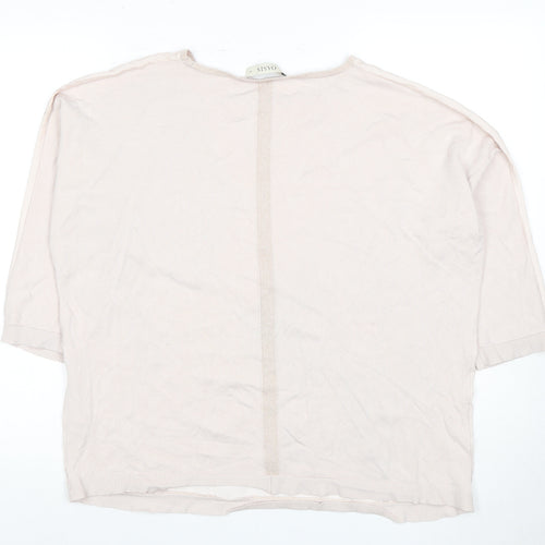 Oasis Women's Beige Floral 3/4 Sleeve T-Shirt - Medium