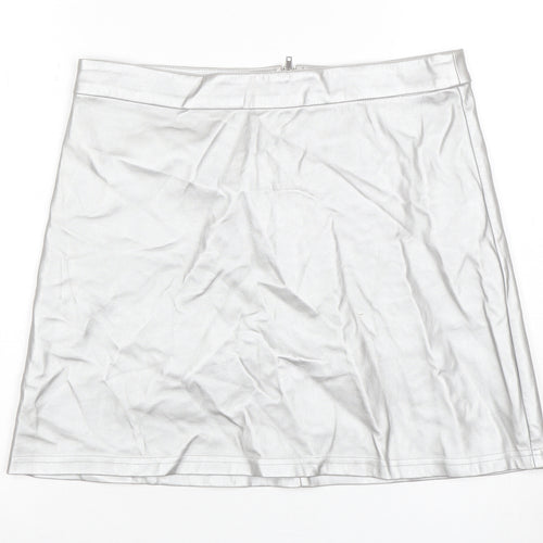 Jacqueline de Yong Women's Silver Large Short Zip Skirt