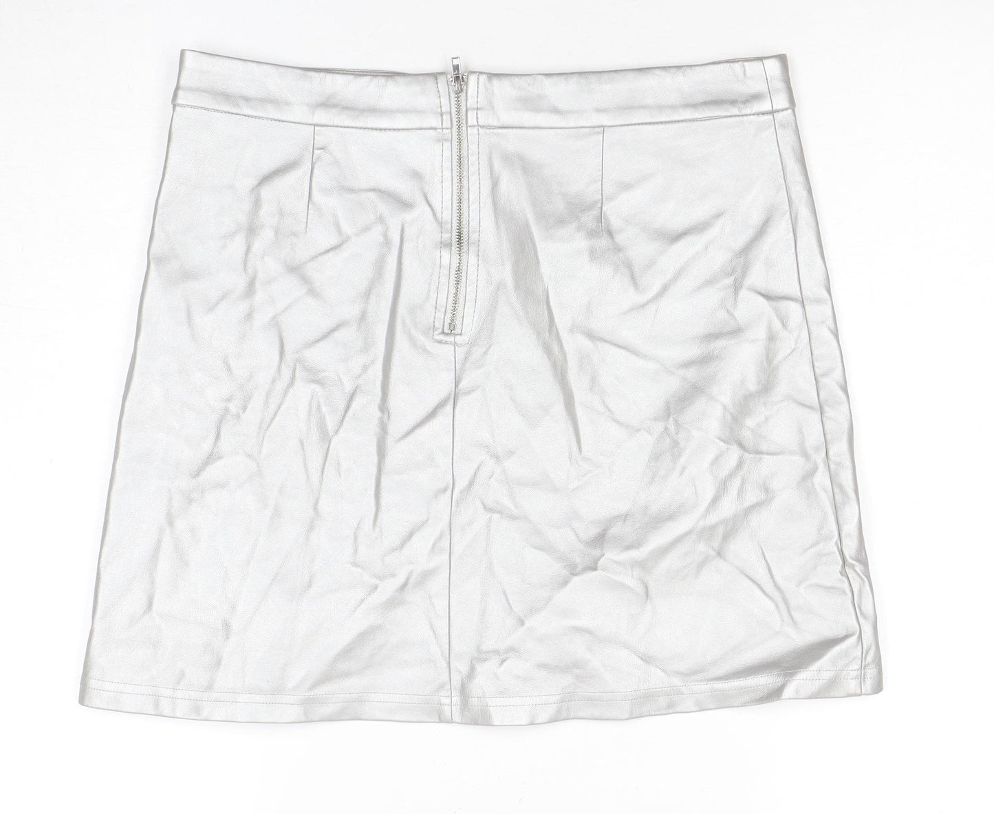 Jacqueline de Yong Women's Silver Large Short Zip Skirt