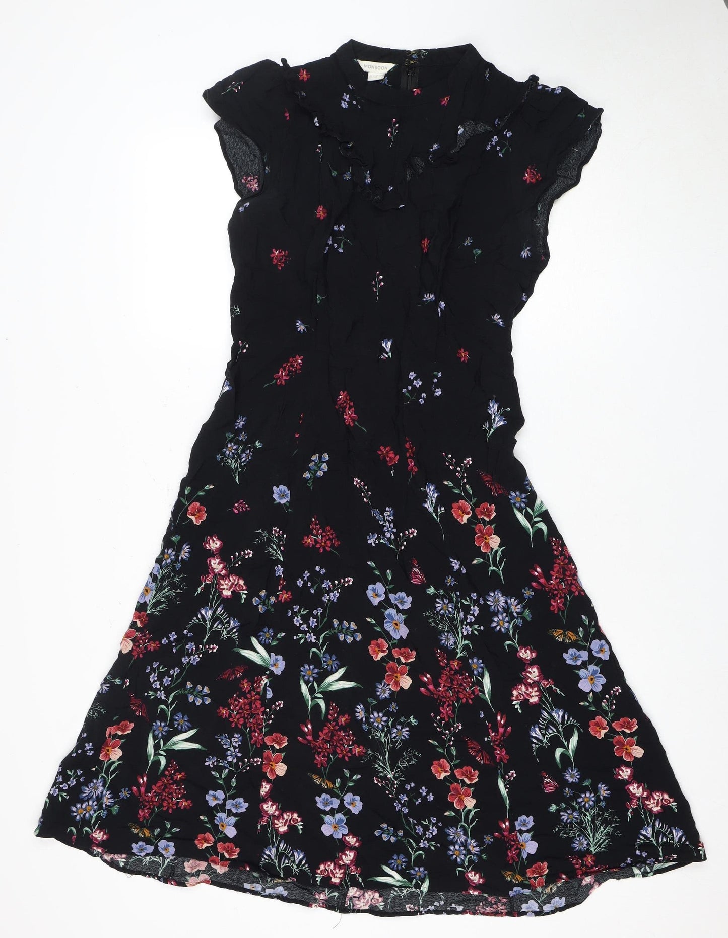 Monsoon Women's Black Floral Dress Size 12